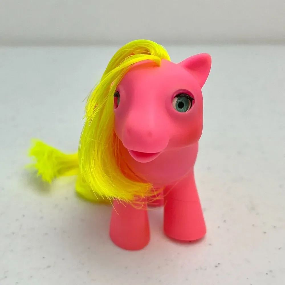 Vintage G1 My Little Pony Baby Shady BBE Pink Yellow w/ Accessories Hasbro 1986